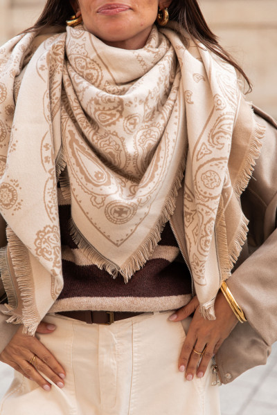 TWIST Beige - Écharpe Bandana réversible