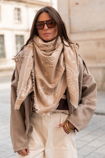 TWIST Beige - Écharpe Bandana réversible