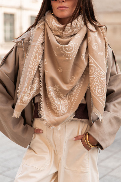 TWIST Beige - Écharpe Bandana réversible