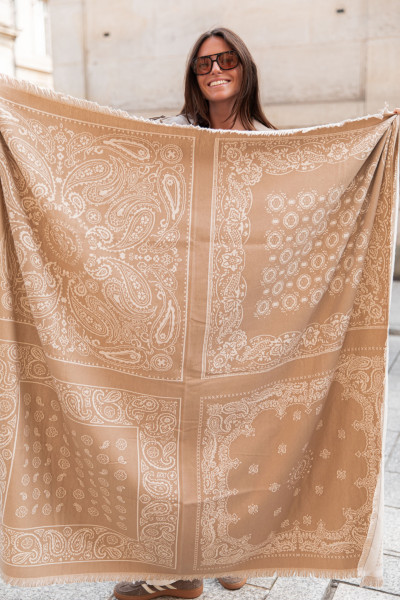 TWIST Beige - Écharpe Bandana réversible