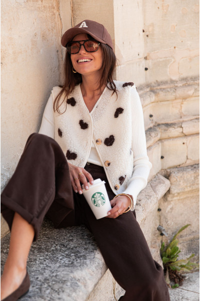 ARCHIE Écru - Gilet Sans Manches Moumoute