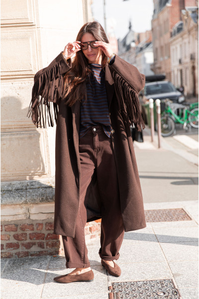 DIYA Chocolat - Manteau Franges