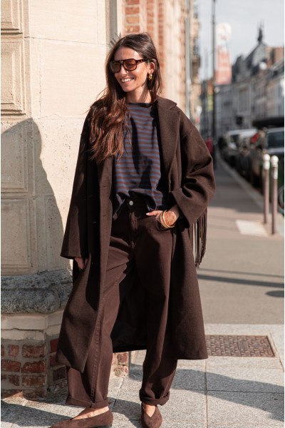 DIYA Chocolat - Manteau Franges