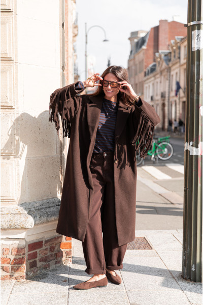 DIYA Chocolat - Manteau Franges