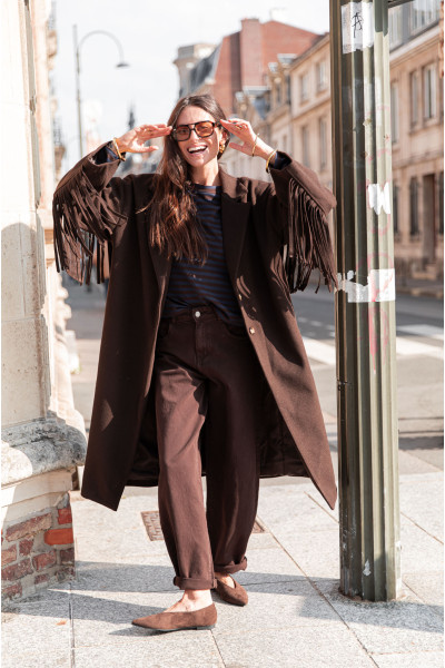 DIYA Chocolat - Manteau Franges
