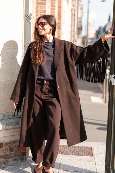 DIYA Chocolat - Manteau Franges