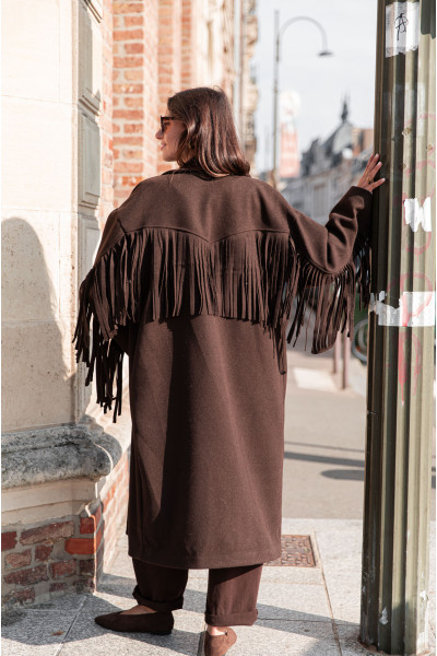 DIYA Chocolat - Manteau Franges