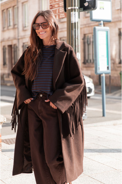 DIYA Chocolat - Manteau Franges
