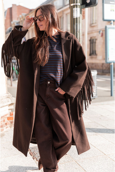 DIYA Chocolat - Manteau Franges