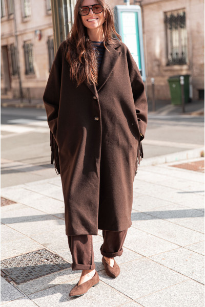 DIYA Chocolat - Manteau Franges
