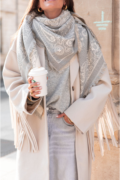 TWIST Gris - Écharpe Bandana réversible