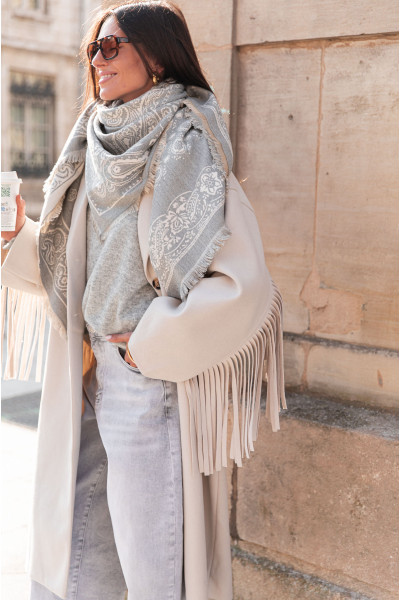 TWIST Gris - Écharpe Bandana réversible