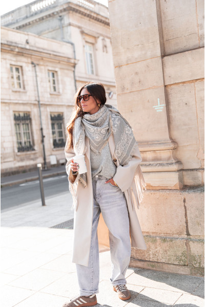 TWIST Gris - Écharpe Bandana réversible