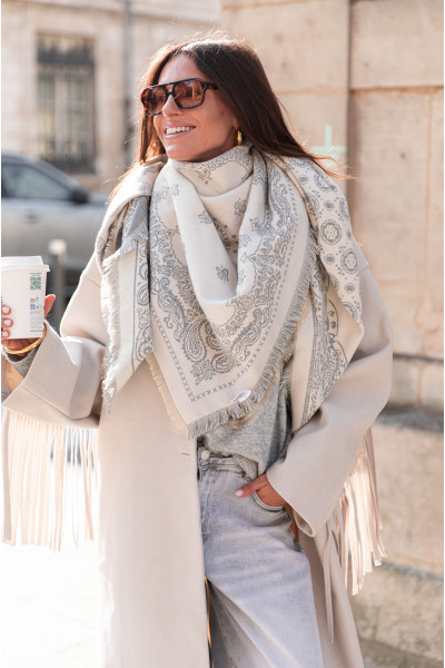 TWIST Gris - Écharpe Bandana réversible