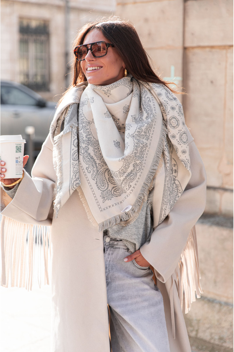 TWIST Gris - Écharpe Bandana réversible