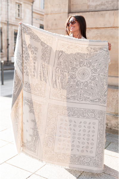 TWIST Gris - Écharpe Bandana réversible