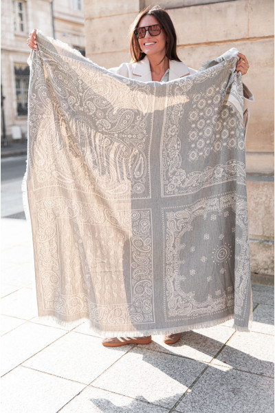 TWIST Gris - Écharpe Bandana réversible