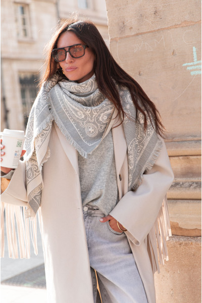 TWIST Gris - Écharpe Bandana réversible