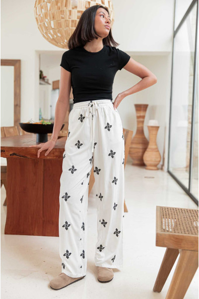 JENNY Blanc - Pantalon Brodé