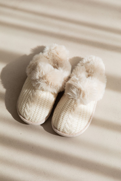 COCOON Écrus - Chaussons Fourrés