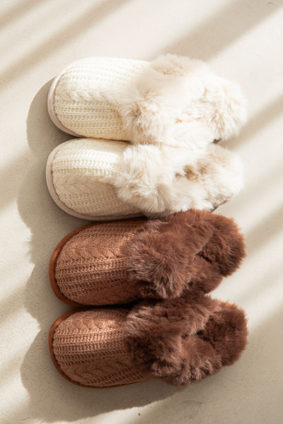 COCOON Écrus - Chaussons Fourrés