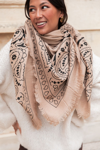 MILI Beige - Écharpe Bandana