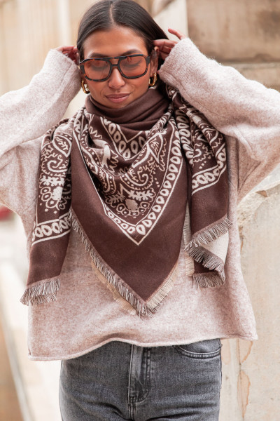 TWIST Chocolat - Écharpe Bandana Réversible