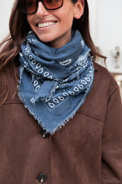 AXEL Bleu - Foulard Bandana Laine