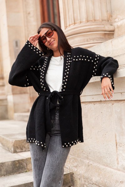 LOUANA Noir - Gilet Clouté