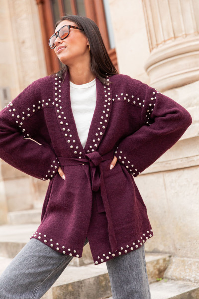 LOUANA Bordeaux - Gilet Clouté