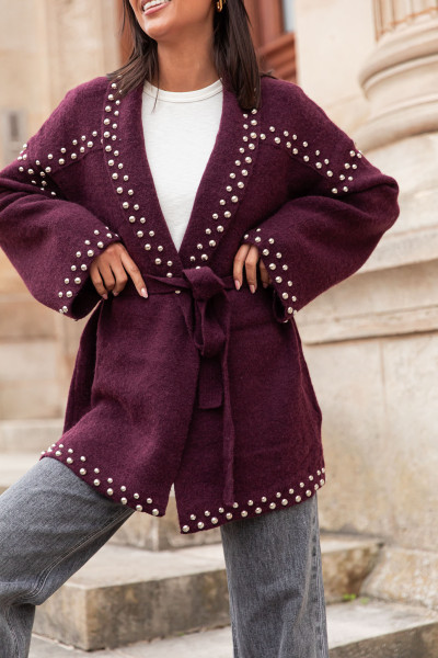 LOUANA Bordeaux - Gilet Clouté