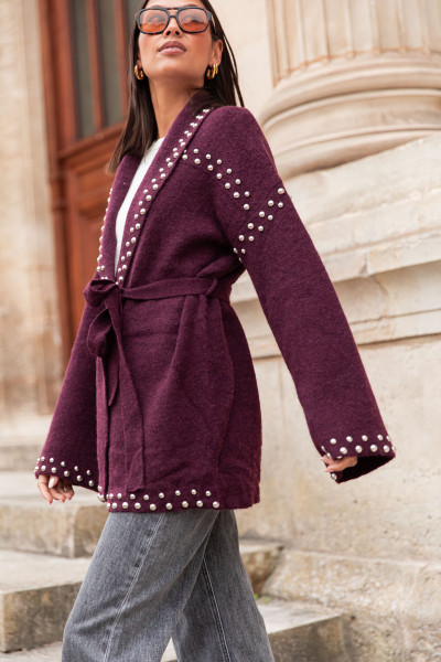 LOUANA Bordeaux - Gilet Clouté