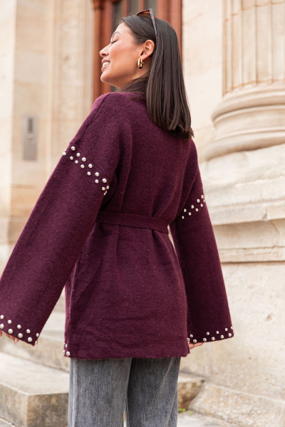 LOUANA Bordeaux - Gilet Clouté