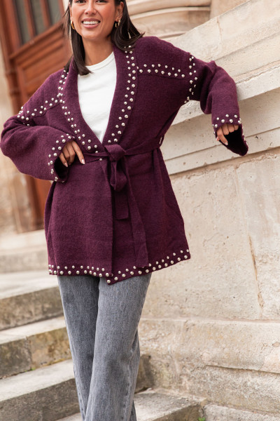 LOUANA Bordeaux - Gilet Clouté