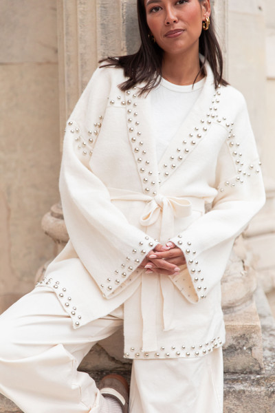 LOUANA Écru - Gilet Clouté