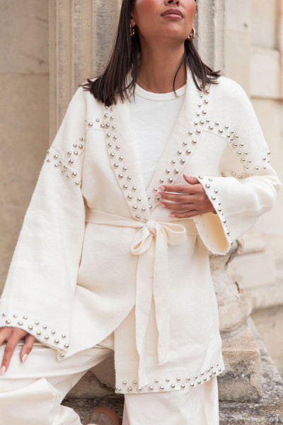 LOUANA Écru - Gilet Clouté