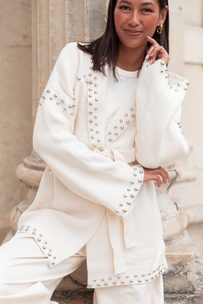 LOUANA Écru - Gilet Clouté