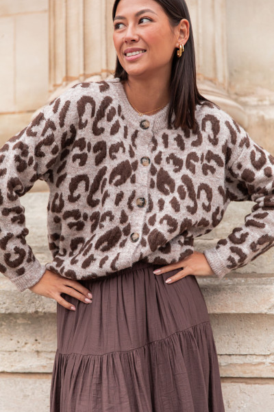 RANIA Léopard - Cardigan Laine