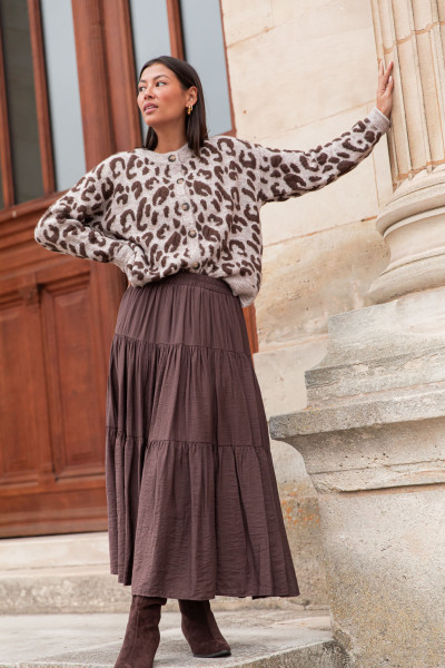 RANIA Léopard - Cardigan Laine