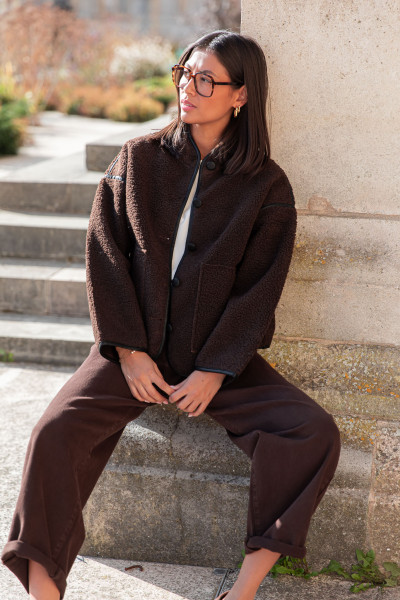 CÉLINA Chocolat - Veste Moumoute