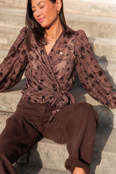 ALISÉE Chocolat - Blouse Sequins