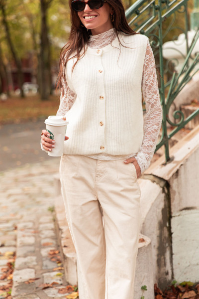 SACHA Écru - Gilet Sans Manches