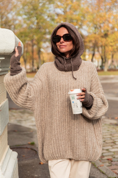 MOKA Taupe - Cagoule Laine