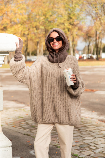 MOKA Taupe - Cagoule Laine