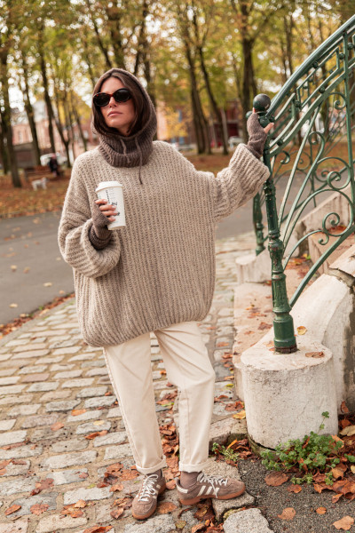 MOKA Taupe - Cagoule Laine