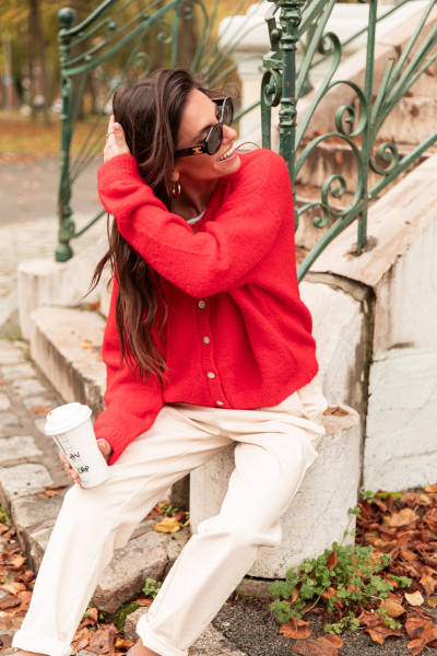 ALI Rouge - Gilet Laine