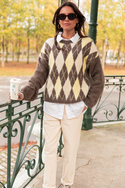 TODD Jaune - Pull Losanges