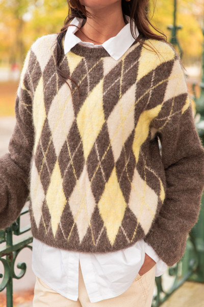 TODD Jaune - Pull Losanges