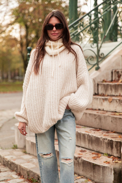 ALEX Écru - Pull Oversize