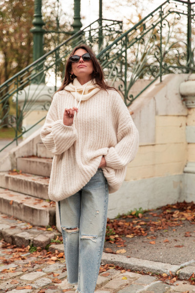 ALEX Écru - Pull Oversize